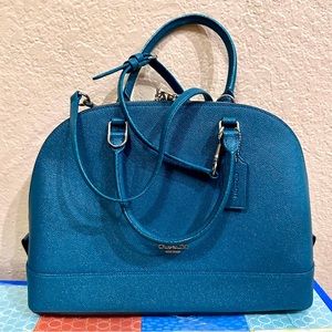COACH Sierra Satchel Gunmetal/Metallic Dark Teal Size Large.  13” x 9.5” x 5”